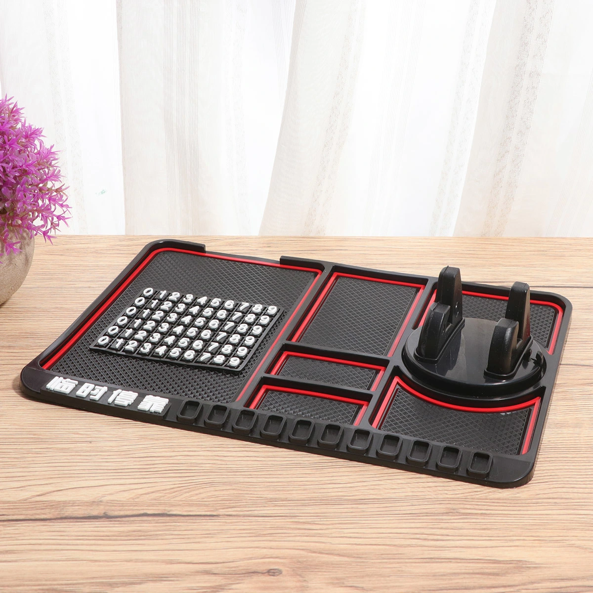 Multifunctinal Car Instrument Panel Storage Mat Mobile Phone GPS Bracket Non-Slip Mat (Red)