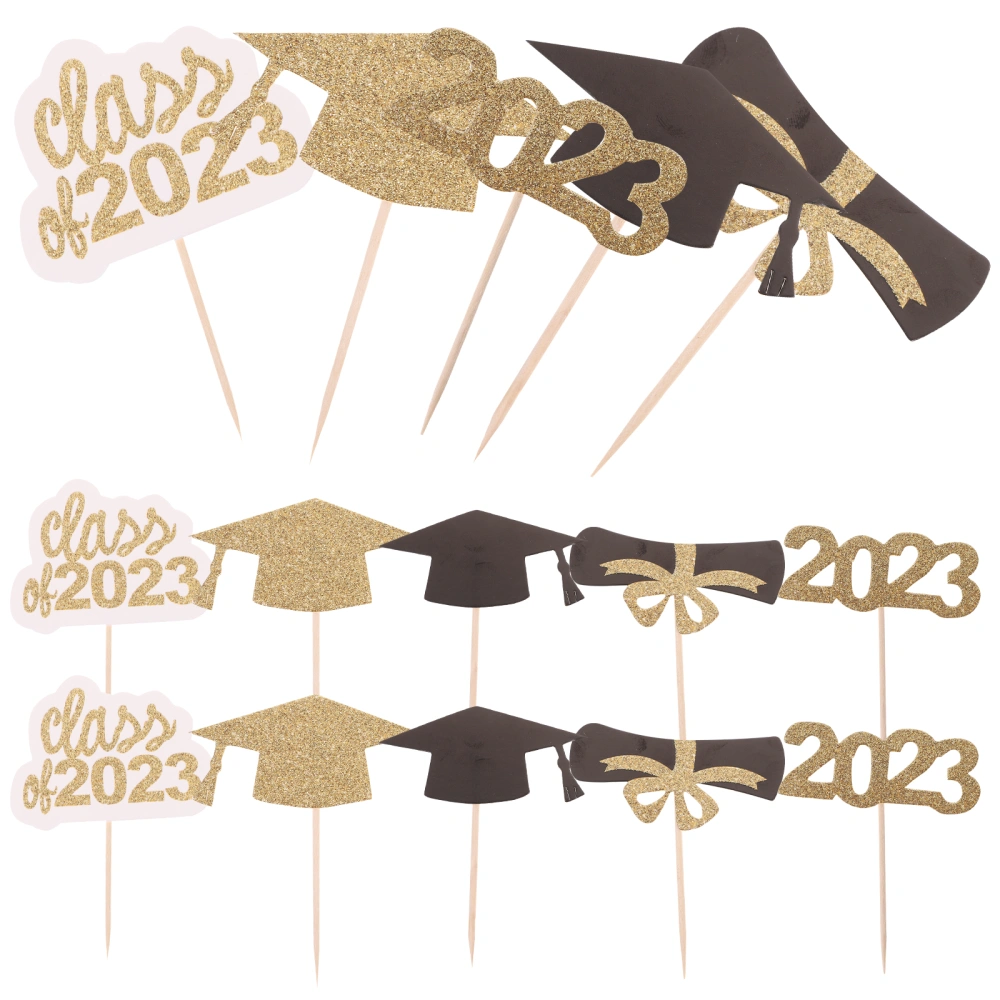 20Pcs 2021 Graduation Party Cake Insert Cards Chic Dessert Toppers Cake Decors