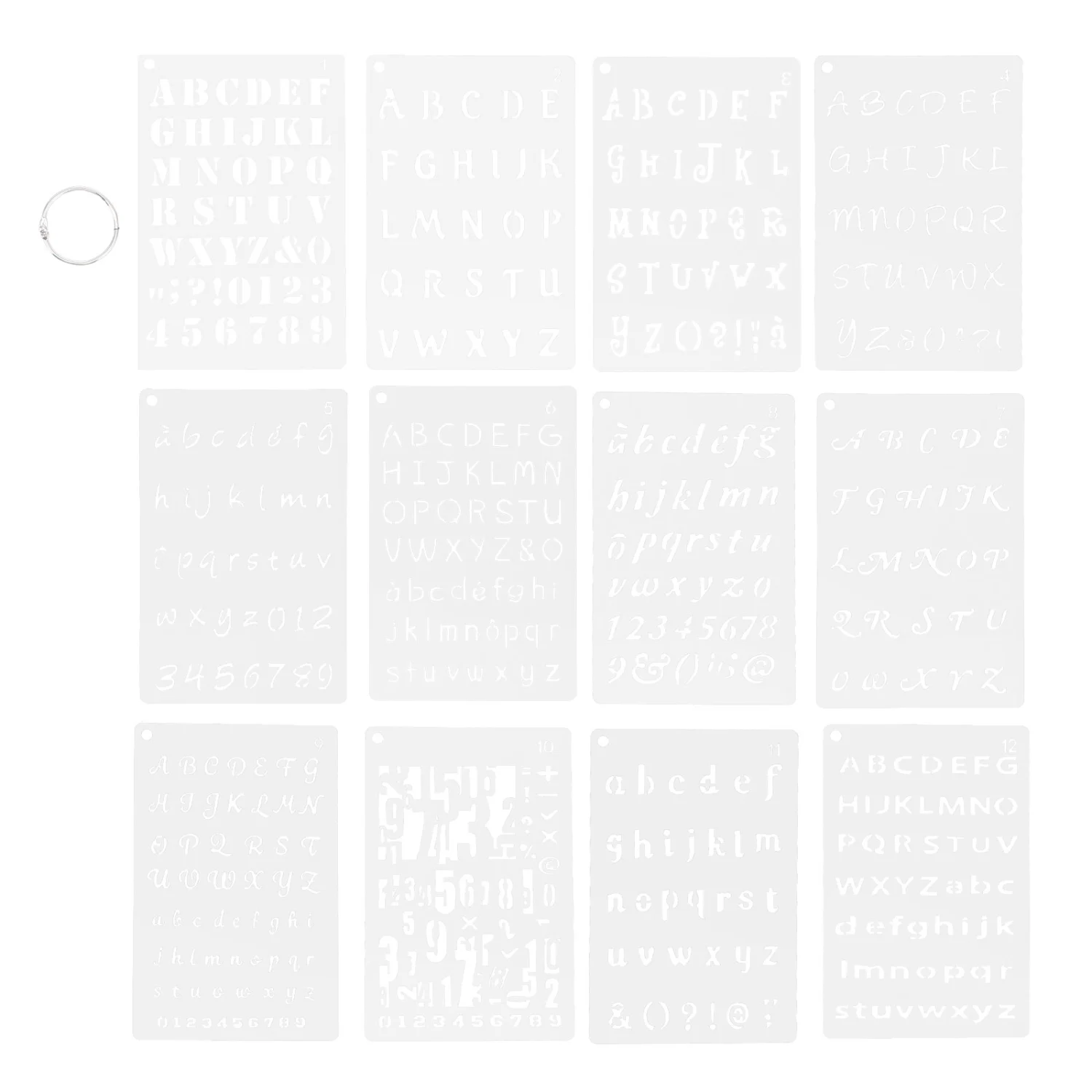 12pcs Alphabets Number Stencils Painting Scrapbook Coloring Decorative Template
