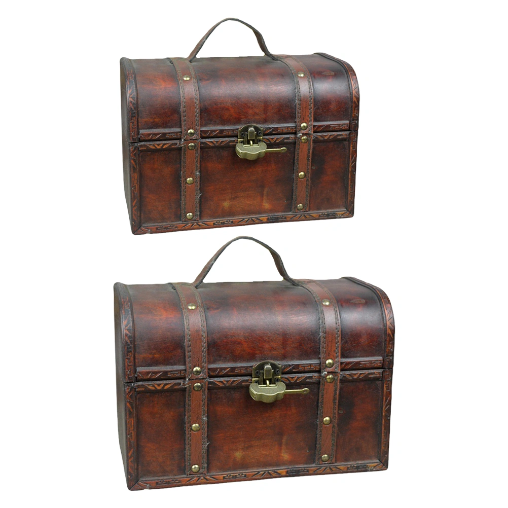2Pcs Wooden Storage Cases Retro Storage Containers Versatile Storage Chests