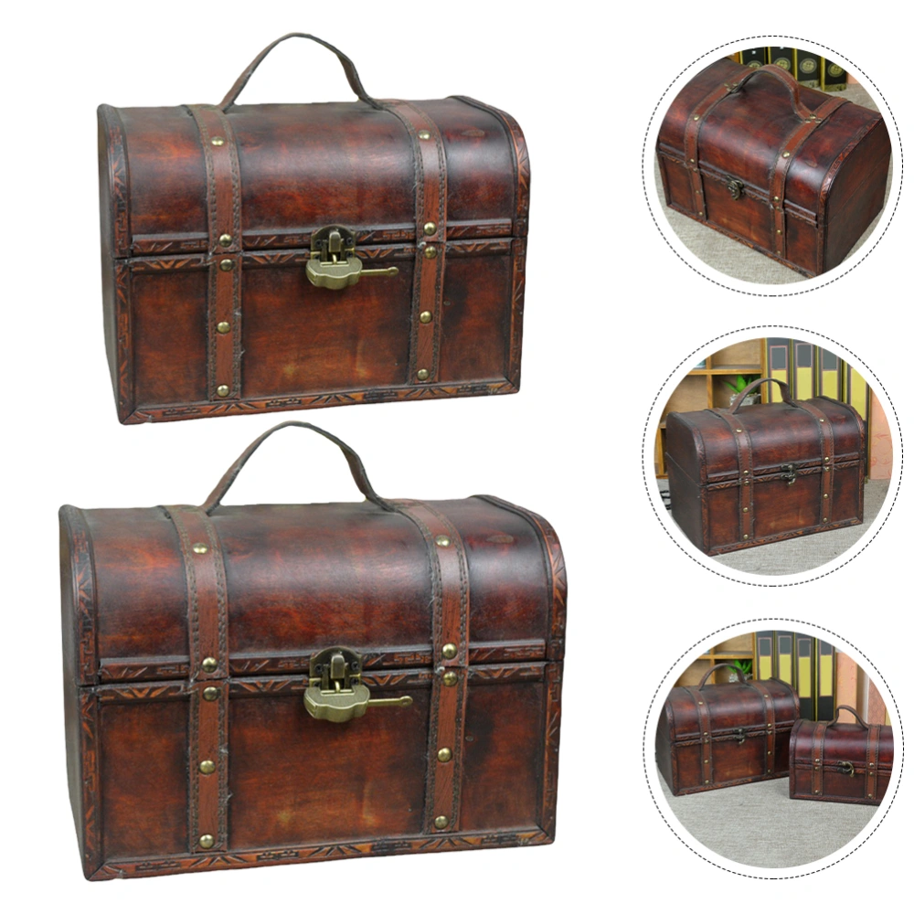 2Pcs Wooden Storage Cases Retro Storage Containers Versatile Storage Chests