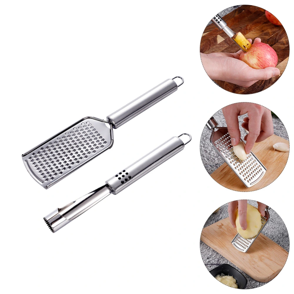 1 Set 2pcs Fruit Core Remover Multi-functional Stainless Steel Grater (Silver)