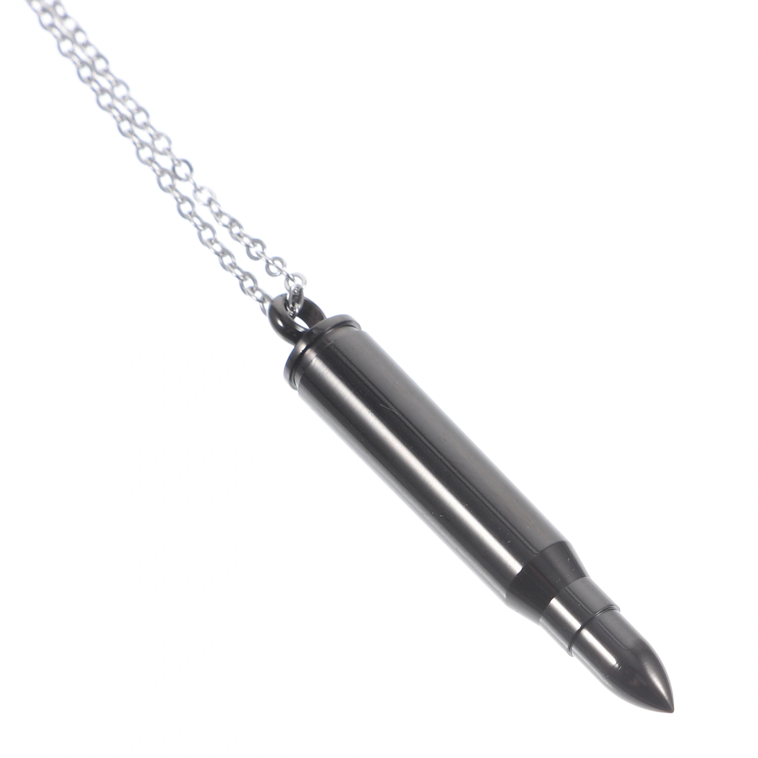 1Pc Titanium Steel Bullet Pendant Necklace Personality Cool Necklace Jewelry for Men Male Black (with A Chain)