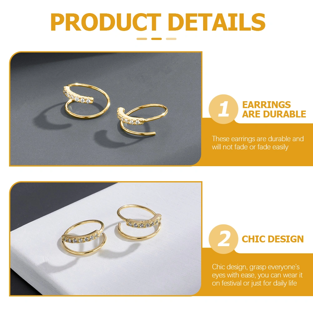 1 Pair Swirl Earrings Stud Zircon Earrings Ear Accessory for Women Girls