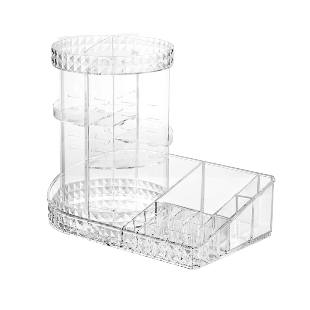 Acrylic Makeup Organizer Premium Rotating Cosmetic Perfume Display Storage Case Perfect for Dressing Table Bathroom and Bedroom (Transparent)