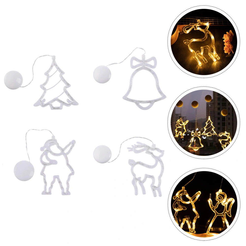 4Pcs Festival Hanging Lights Party Lamp Adornment Xmas LED Lamp with Suction Cup