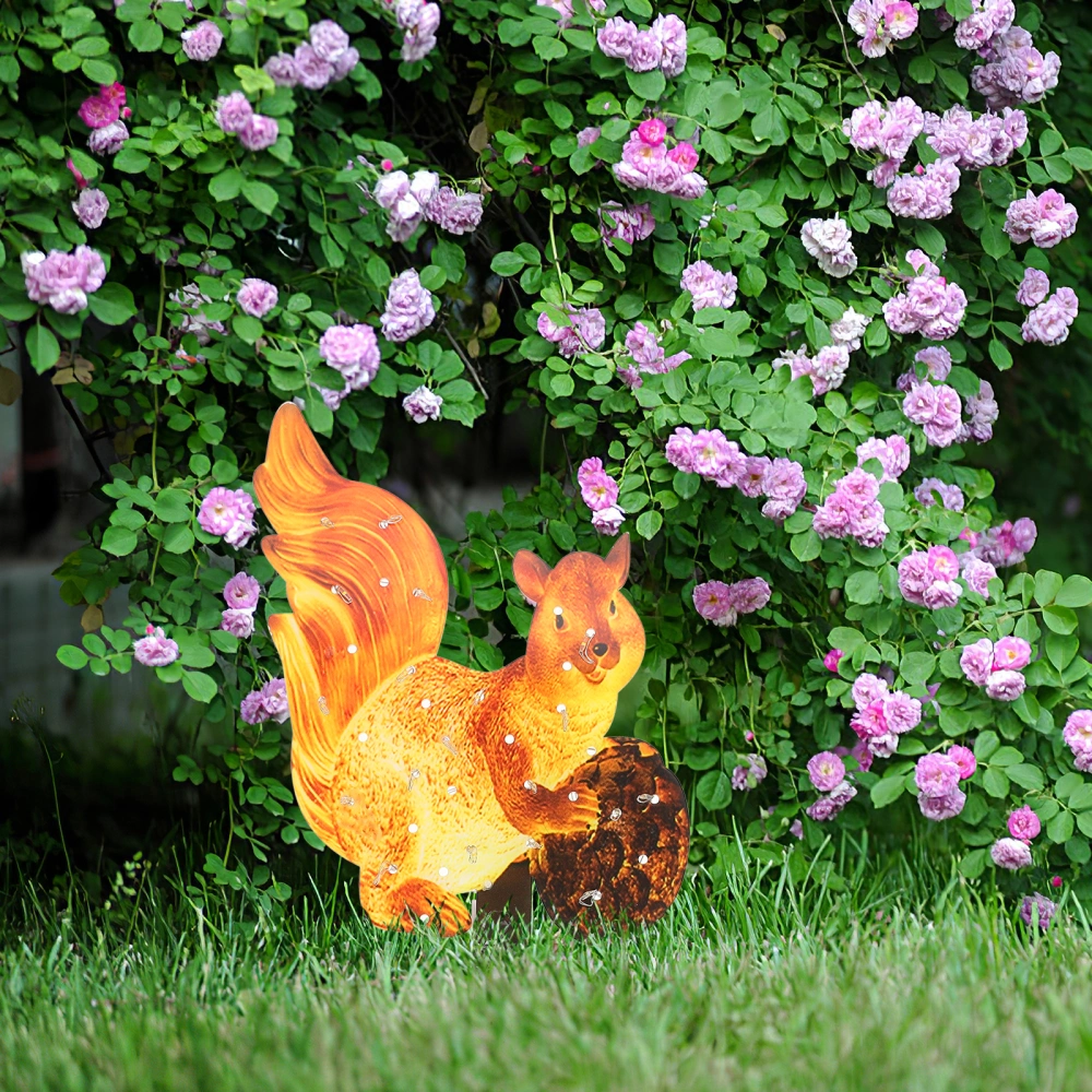 2Pcs Squirrel Lawn Lamp LED Garden Floor Lamp Animal Shaped Outdoor Lawn Light