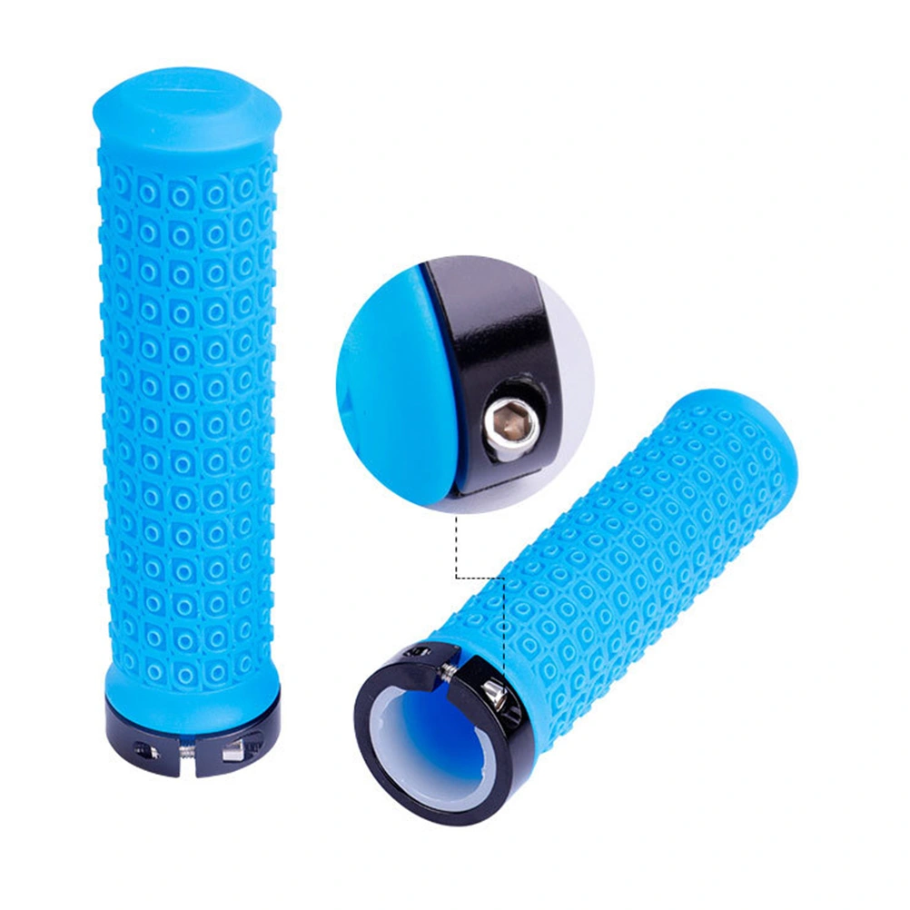 1 Pair Universal Bike Handlebar Grips Rubber Anti-slip Motorcycle Handlebar Cover Hand Grips (Blue)