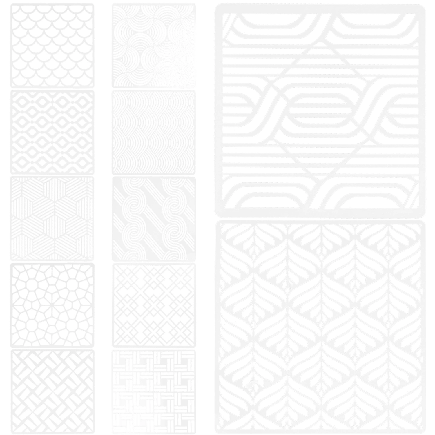 12 Sheets Drawing Stencils Hollow Diy Painting Templates Geometry Stencils Painting Supplies