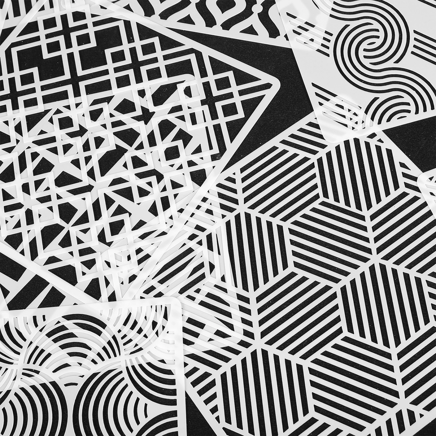 12 Sheets Drawing Stencils Hollow Diy Painting Templates Geometry Stencils Painting Supplies