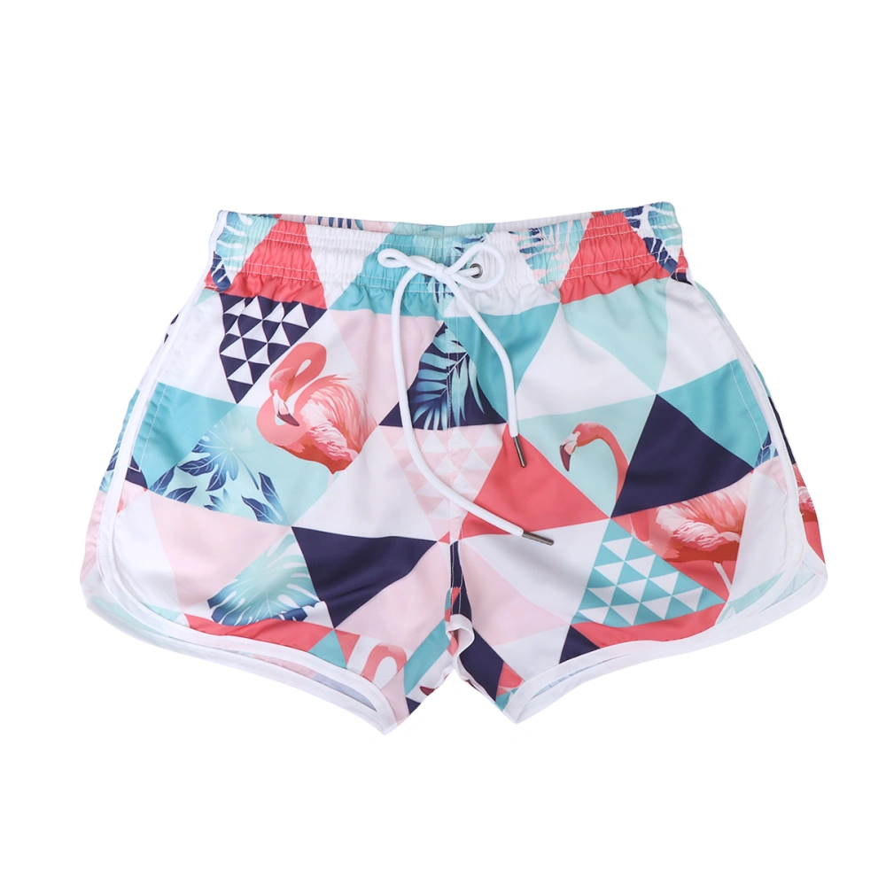 Women Quick-dry Beach Shorts Flamingo Pattern Printing Summer Shorts Swimming Briefs Beachwear - Size L