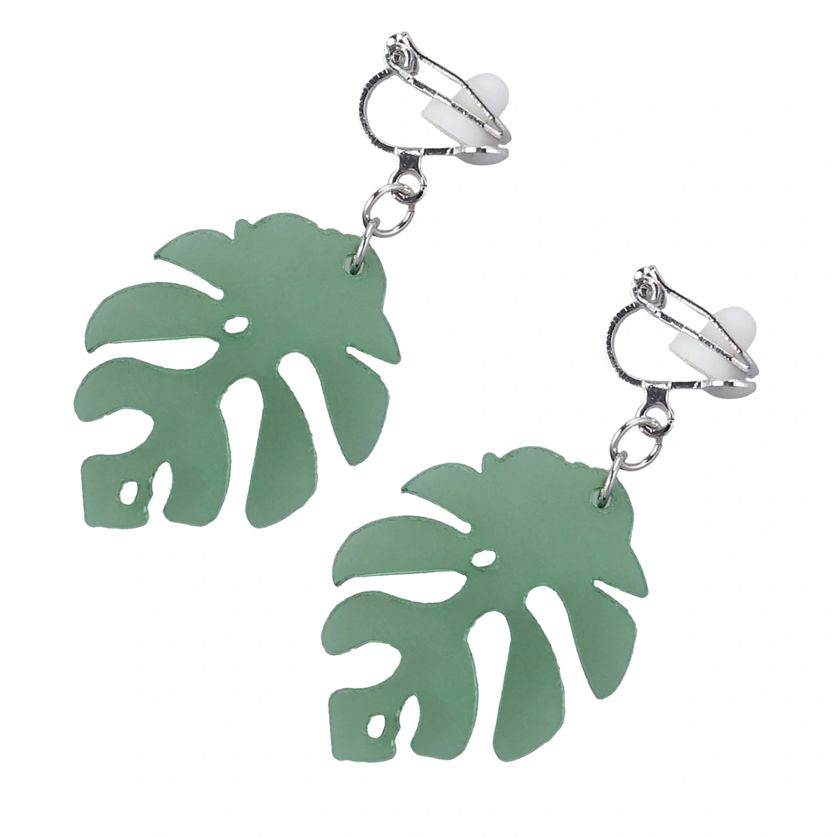 1Pair Women Leaf Earrings Stylish Acrylic Small Fresh Dangle Hanging Earrings Charm Jewelry for Women (Green Ear Studs)