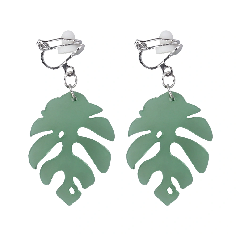 1Pair Women Leaf Earrings Stylish Acrylic Small Fresh Dangle Hanging Earrings Charm Jewelry for Women (Green Ear Studs)