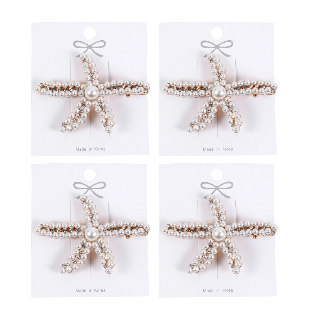 4Pcs Fashion Pearl Hairpins Rhinestone Hair Clips Exquisite Hair Accessories