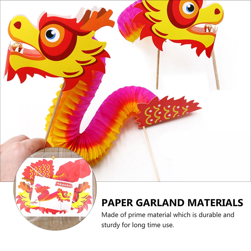 5 Sets Interesting Paper Dragon Materials Practical DIY Paper Garlands DIY Props