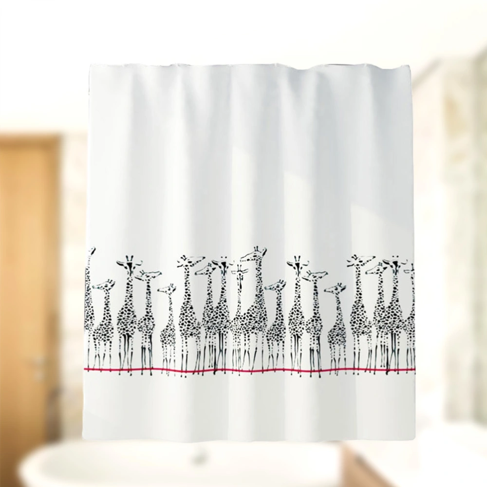 Cartoon Printing Shower Curtain Waterproof Bath Curtains for Bathroom Home Hotel (Black and White Giraffe)