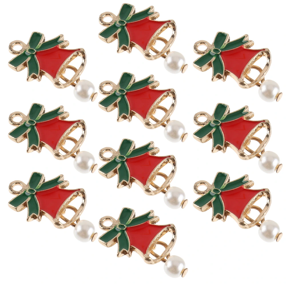 10pcs Christmas Ornament Accessories Oil Drop Bow Bell Pearl DIY Pendants