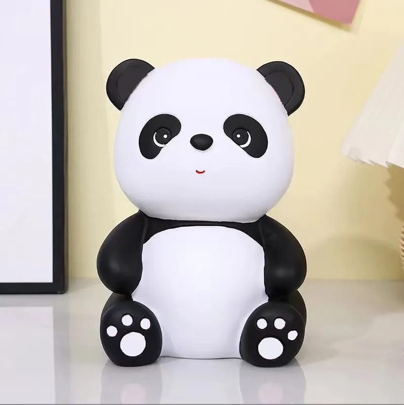 Vinyl Panda Piggy Bank Unbreakable Sitting Panda Shaped Coin Money Bank