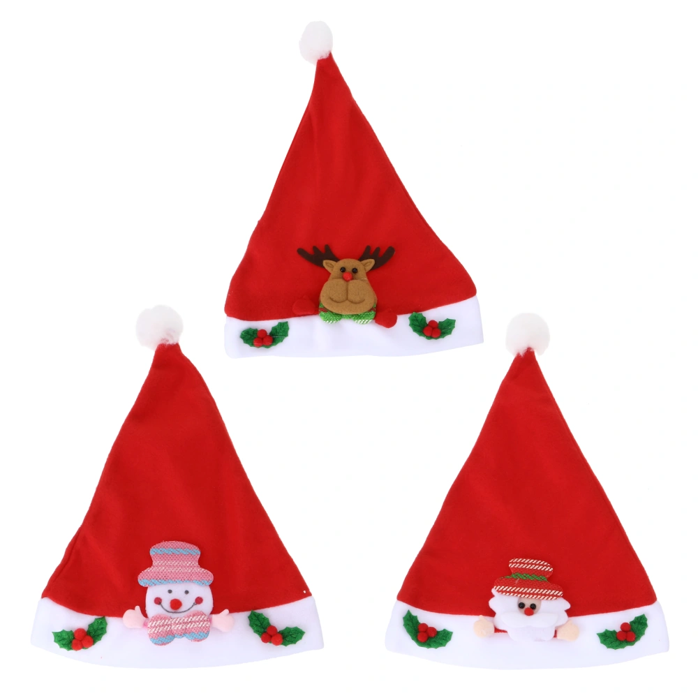 3Pcs Children Christmas Hats Lovely Xmas Hats Cartoon Christmas Hats Party Hats