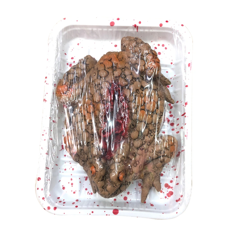 Realistic Toad Prank Prop Toad Meal Box Decoration Scary Tray Simulation for Halloween Party Haunted House (Random Bloodstain)