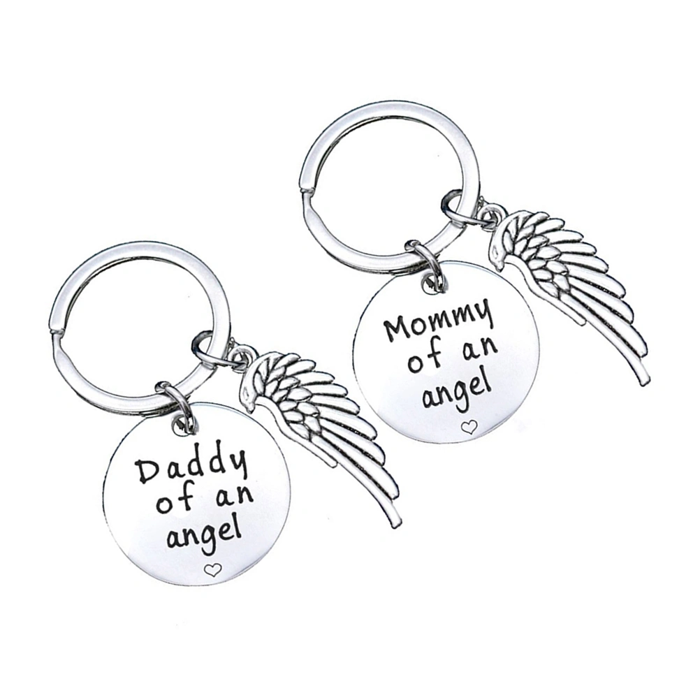 2pcs Stainless Steel Keychain Angel Wing Theme Keychain Metal Keychain Decor