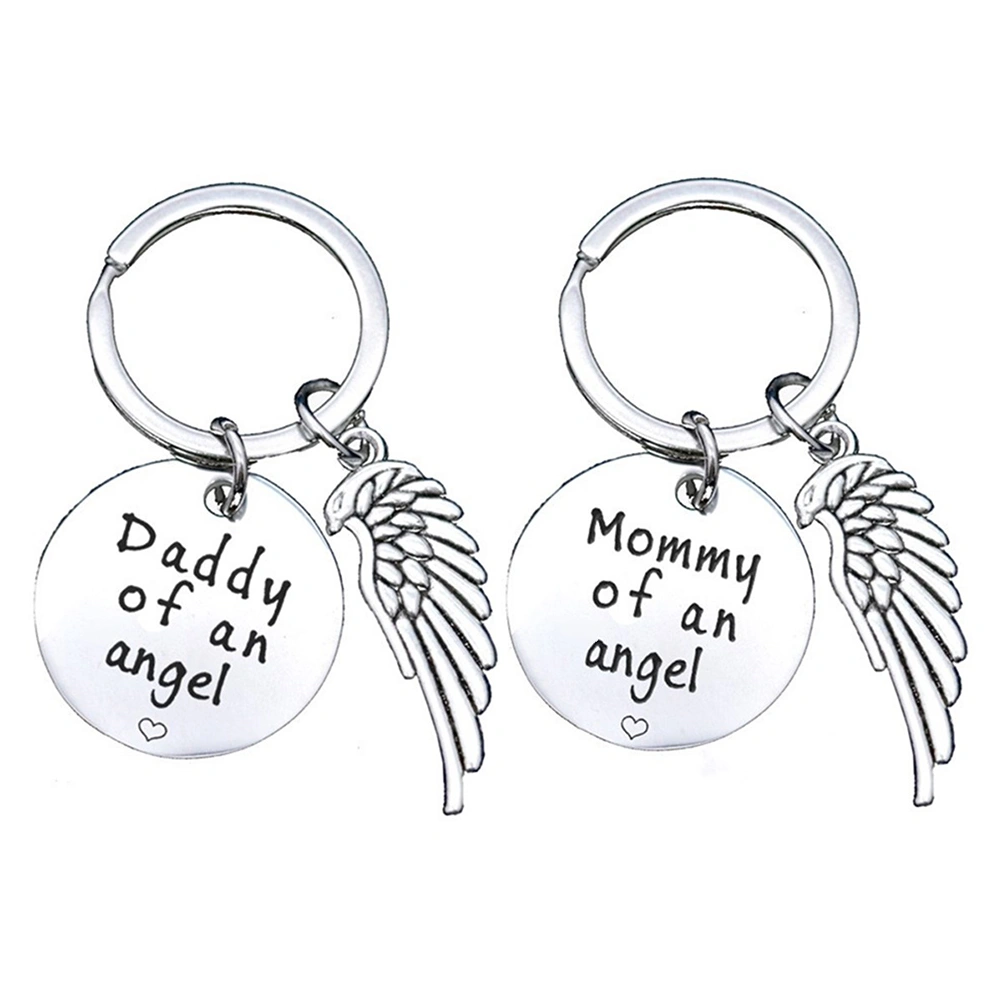2pcs Stainless Steel Keychain Angel Wing Theme Keychain Metal Keychain Decor