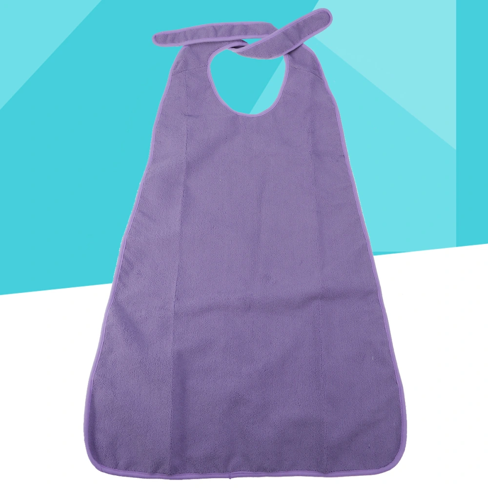 Adult Elderly People Meal Bibs Waterproof Washable Mealtime Protector Disability Aid Apron Terry Cloth with Tie-back (Purple)