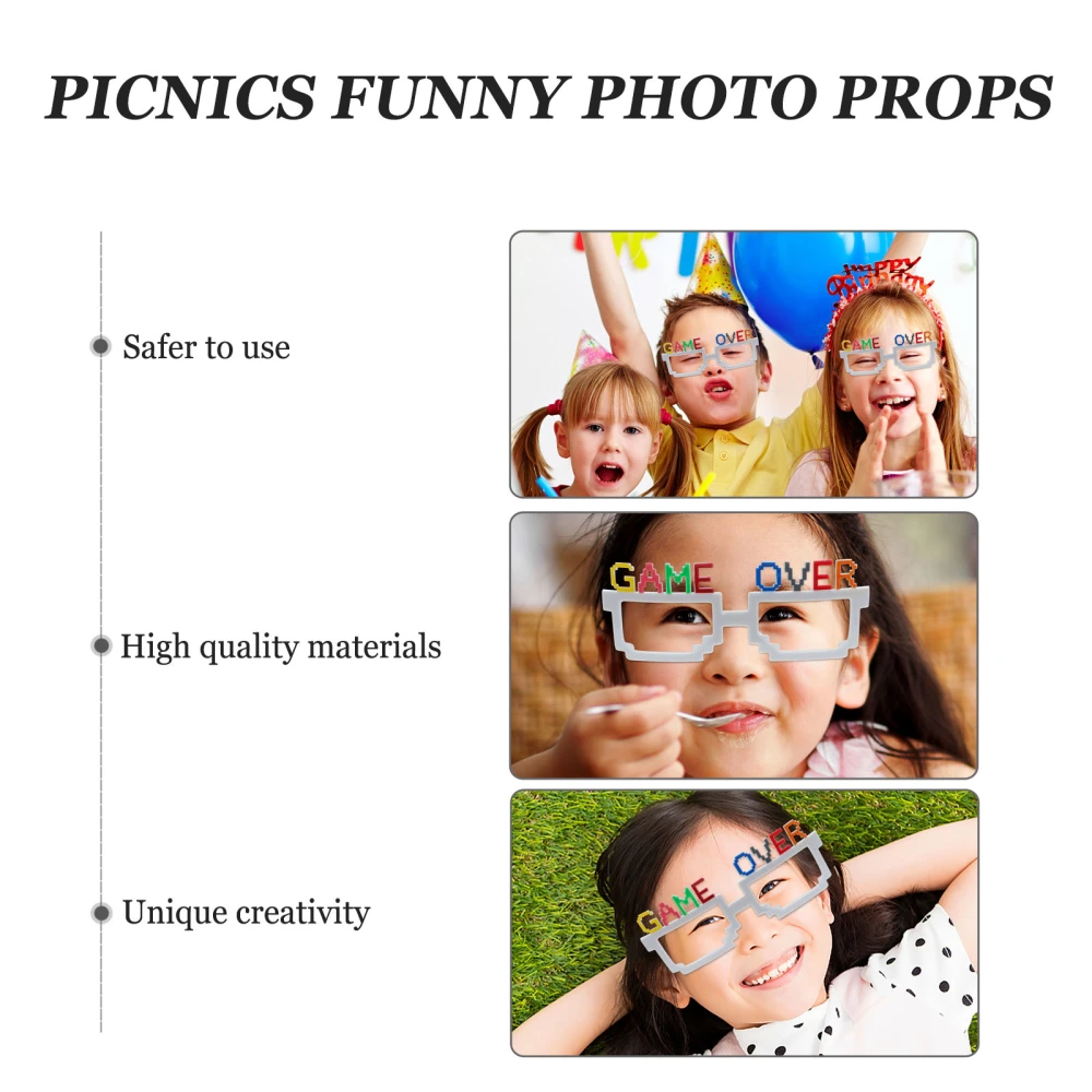 2Pcs Stylish Eyewear Creative Game Over Eyeglass Funny Party Photo Props