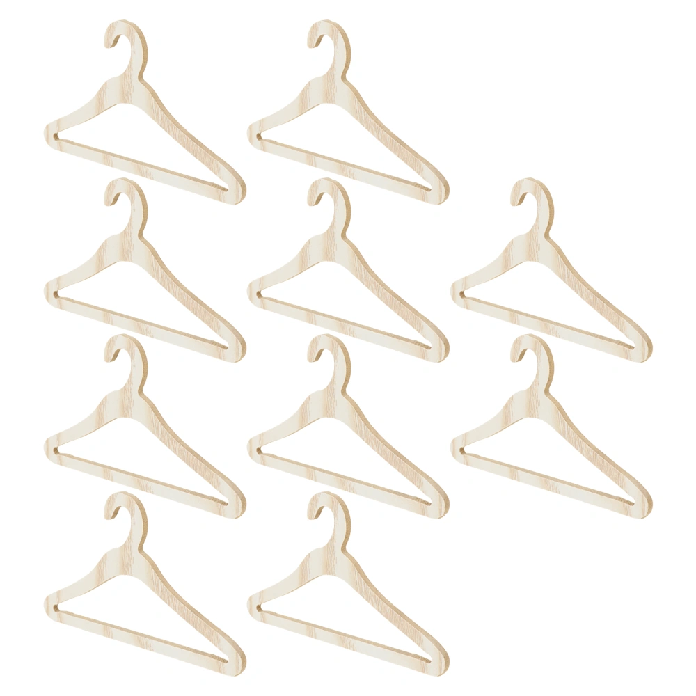 10Pcs Wooden Hangers Small Hangers Mini Clothes Hangers for Miniature Dolls