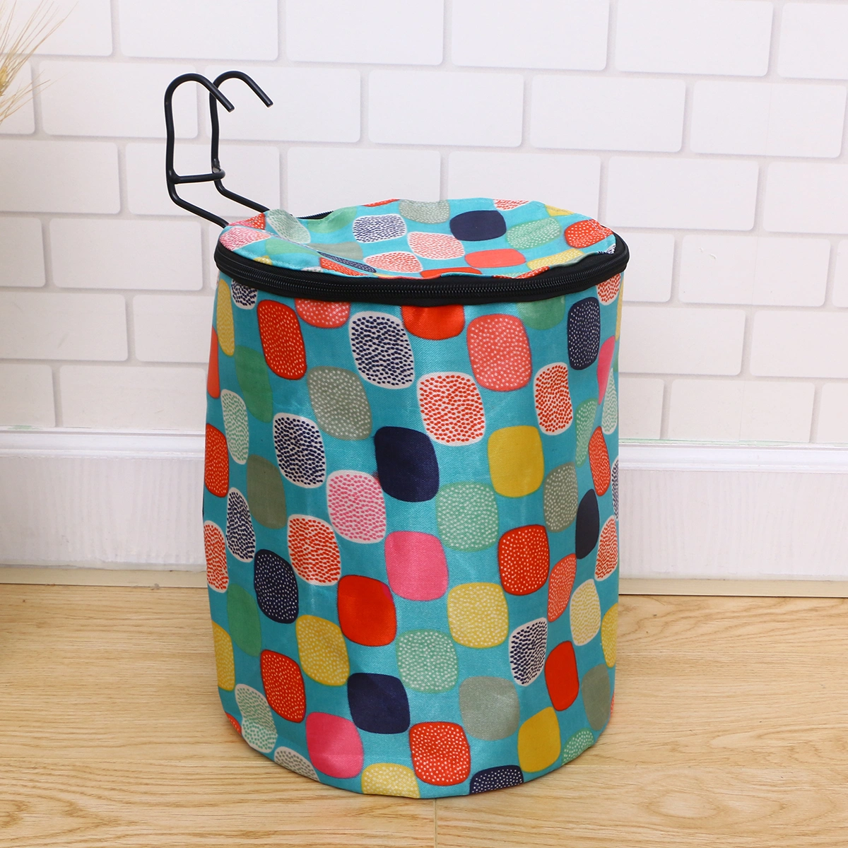 Waterproof Canvas Basket Front Storage Carrier Bag Handbag for Cycling Shopping (Blue, Block)