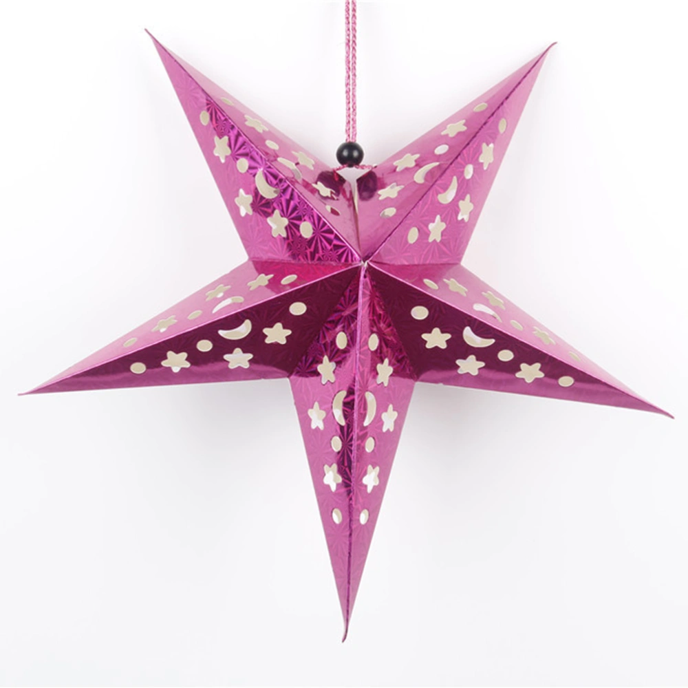 45cm Paper Star Lantern 3D Pentagram Lampshade for Christmas Xmas Party Holloween Birthday Home Hanging Decorations (Rose Red)