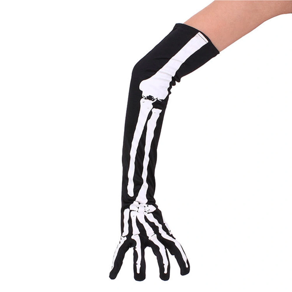 2 Pair Halloween Bone Stocking Gloves Cosplay Skull Skeleton Bone Gloves Socks Horror Halloween Party Cosplay Socks Gloves Ornament Black