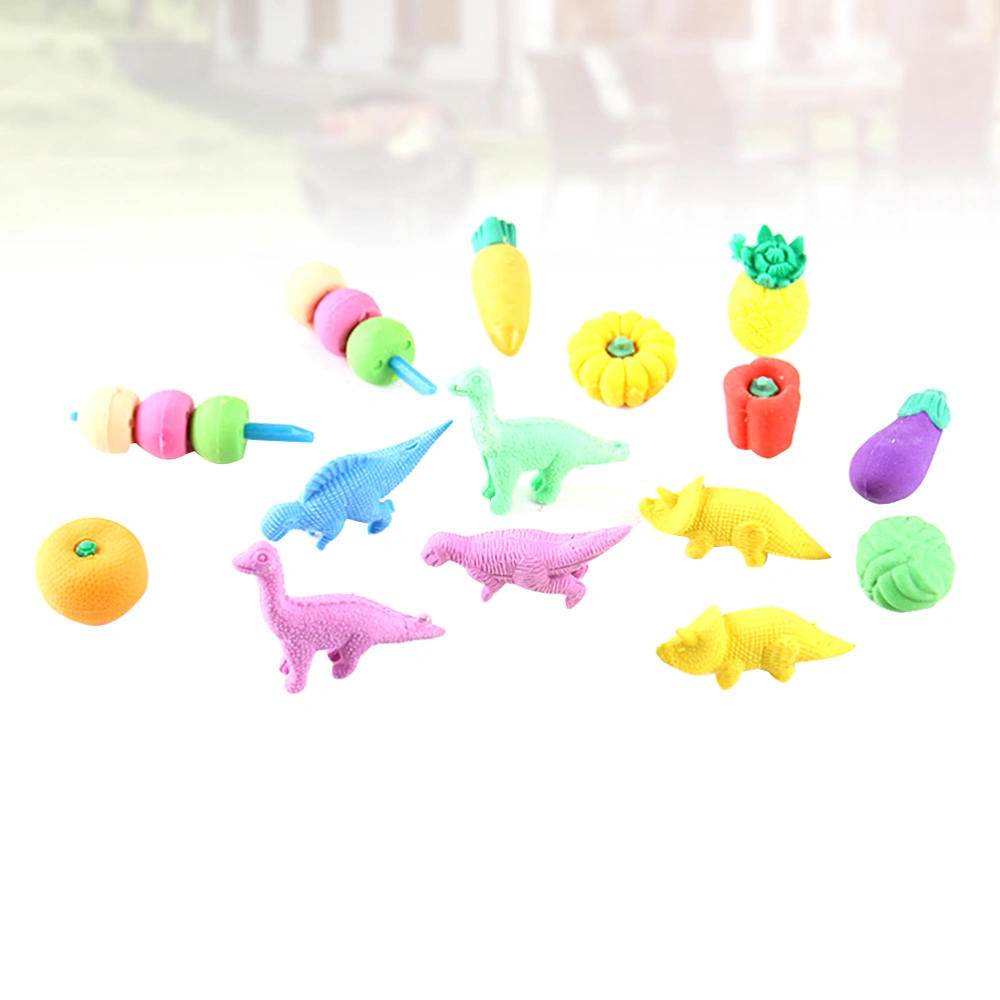 80 Pcs Simulation Food Shape Three-dimensional Eraser Cartoon Fruits Vegetable Eraser Stationery Gift School Classroom Rewards for Home Office (Mixed Style)