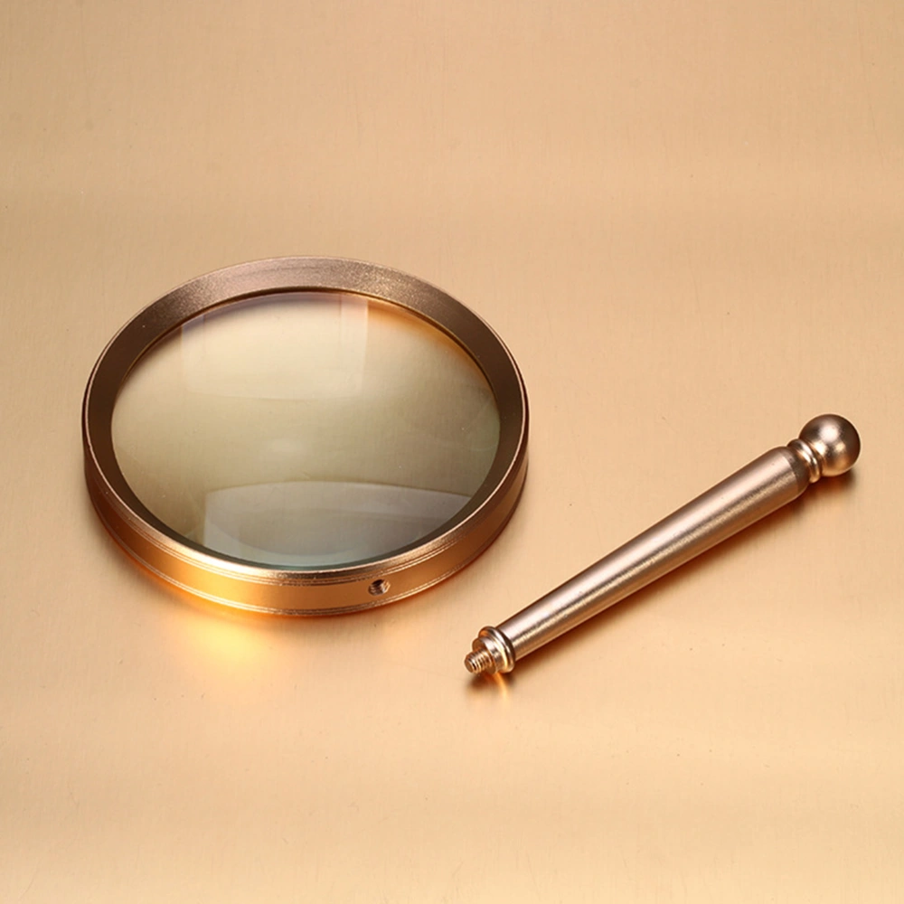 1pc Metal Magnifying Glass Handheld Magnifying Glass High-end Gift Magnifying Glass (Golden)