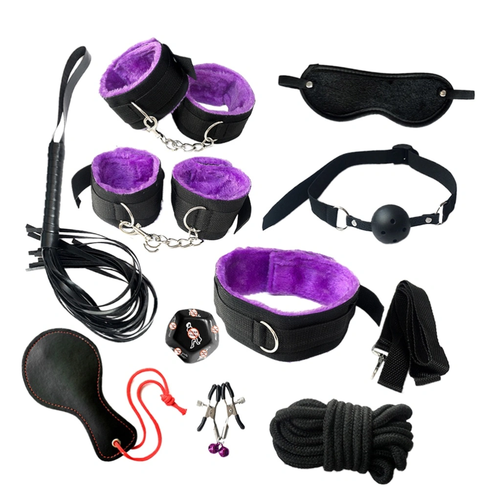 1 Set of Couple Flirting Handcuffs Sex Restraint Belt Sex Constraint Tool Restraints Bondage Set Purple