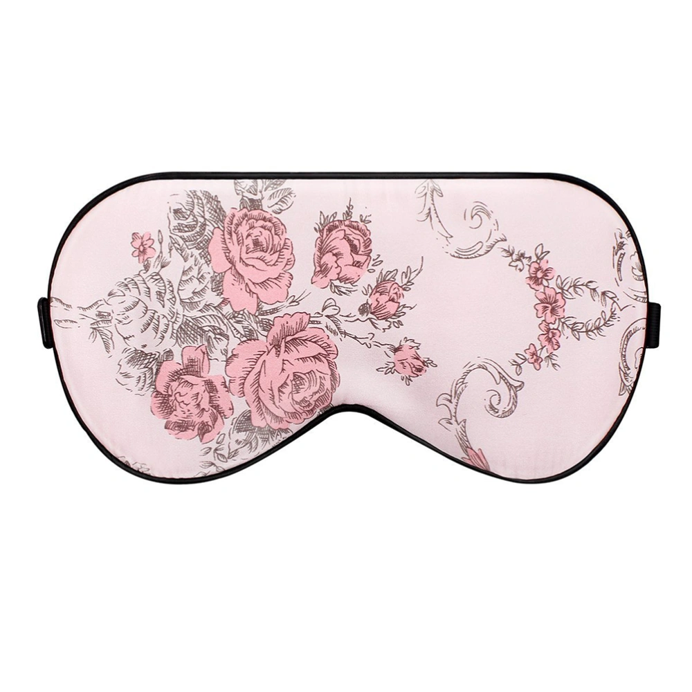 Silk Filled Sleep Eye Mask Cover Large Eyeshade Blindfold for Sleep Nap Meditation (Pink Rose)