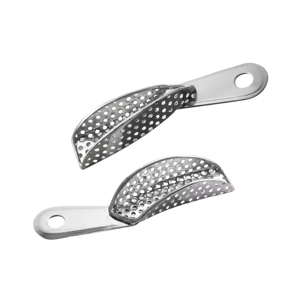 2pcs Stainless Steel Dental Trays Impression Trays Dental Materials Dual Arch Tray