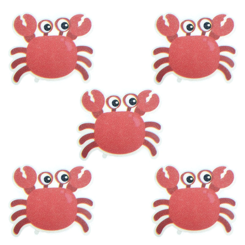 5Pcs Non-slip Bathroom Stickers Cartoon Marine Organism Frosted Stickers Adhesive Bathtub Decals Tub Pasters (Red Crab)