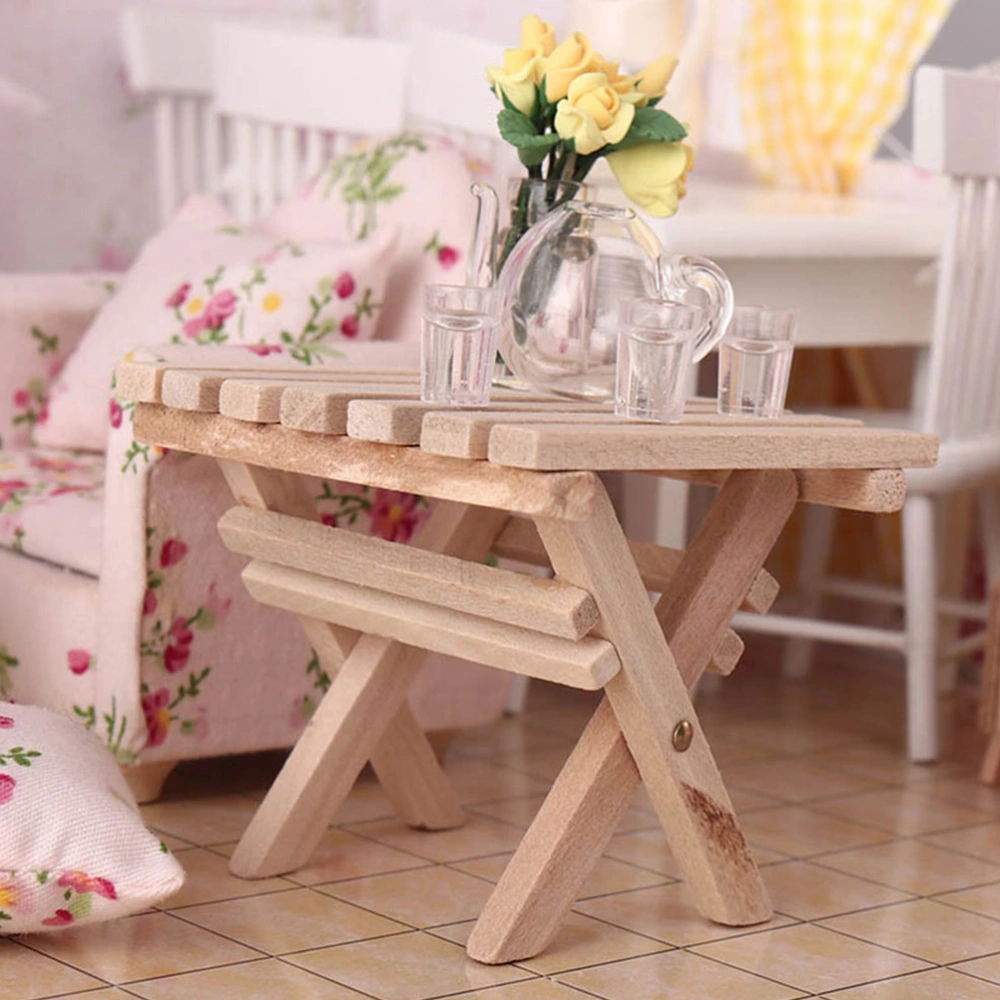 3PCS Miniature Folding Table Models Creative Wooden Mini Table Mini House Decor