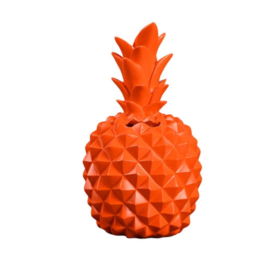 Resin Pineapple Shape Saving Pot Creative Coin Bank Personalized Money Storage Pot Simple Desktop Decor (Orange)