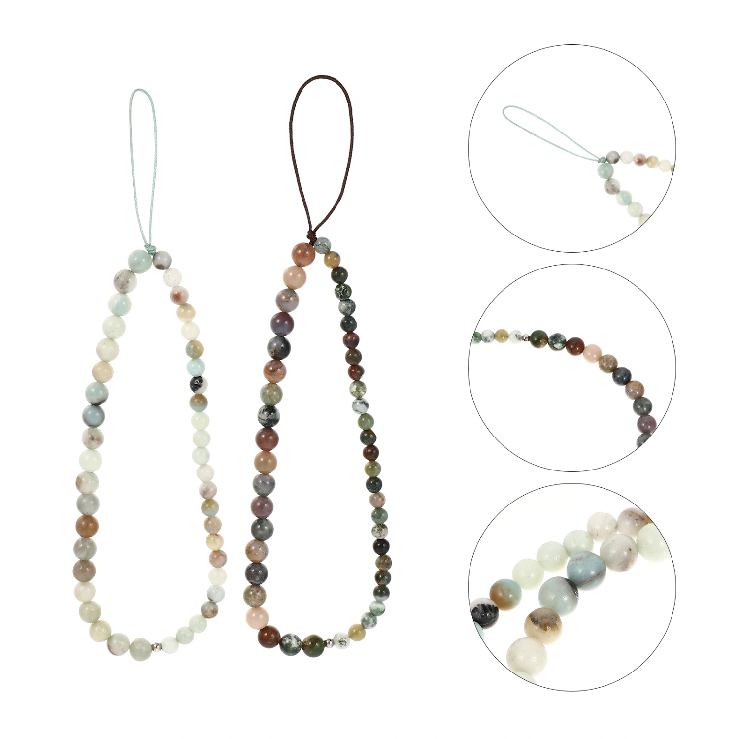 2Pcs Chinese Style Beaded Cellphone Lanyards Phone Hanging Ropes Phone Chains