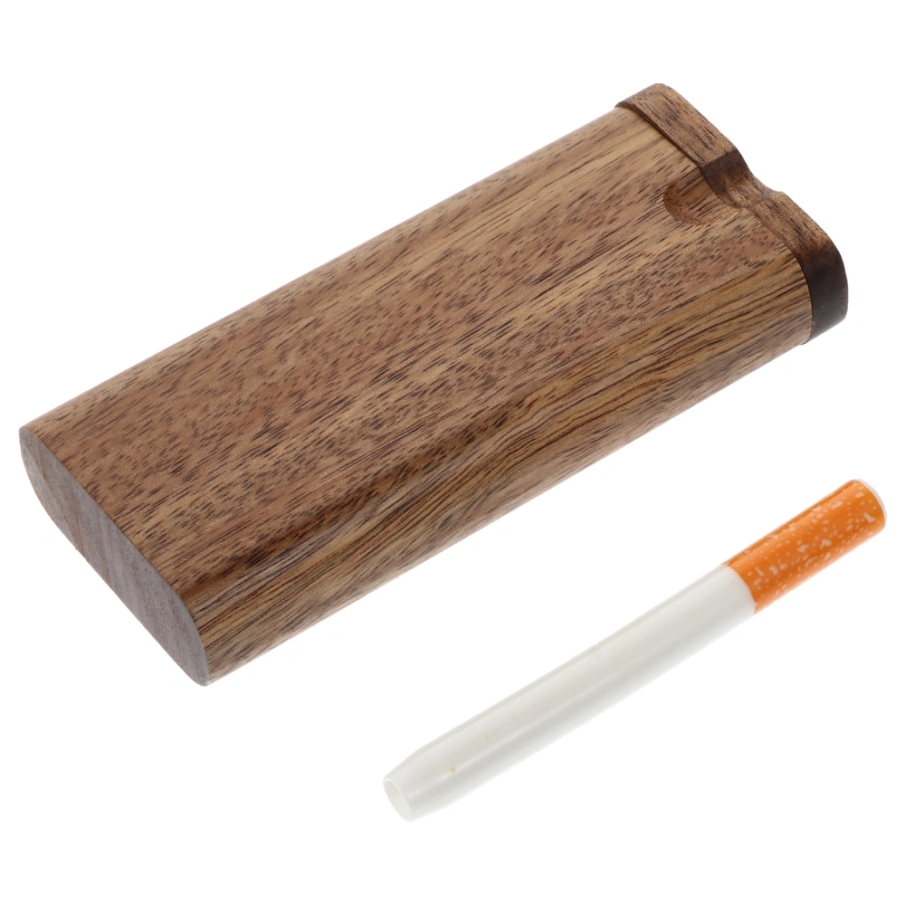 1 Set Classic Cigarette Pipe Simple Smoking Pipe Wooden Pipe Storage Box