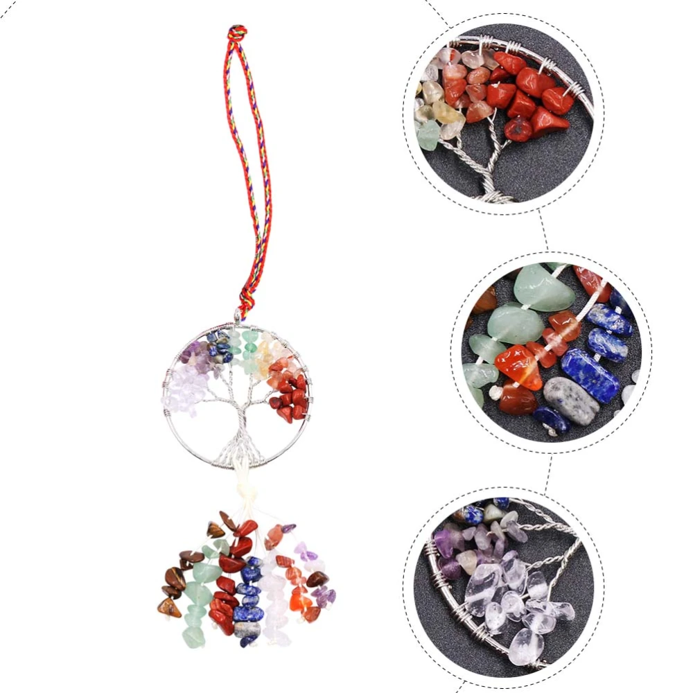 Creative Life Tree Design Pendant Colorful Natural Stone Car Inside Pendant