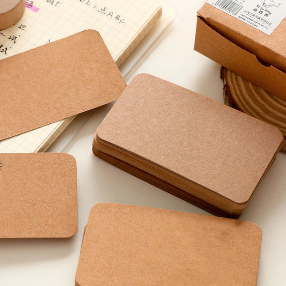 1000pcs of One Set Rounded Blank Delicate Postcard DIY Kraft Paper Bookmark Message for Office School Home Store ( 500pcs Cowhide + White 500pcs )