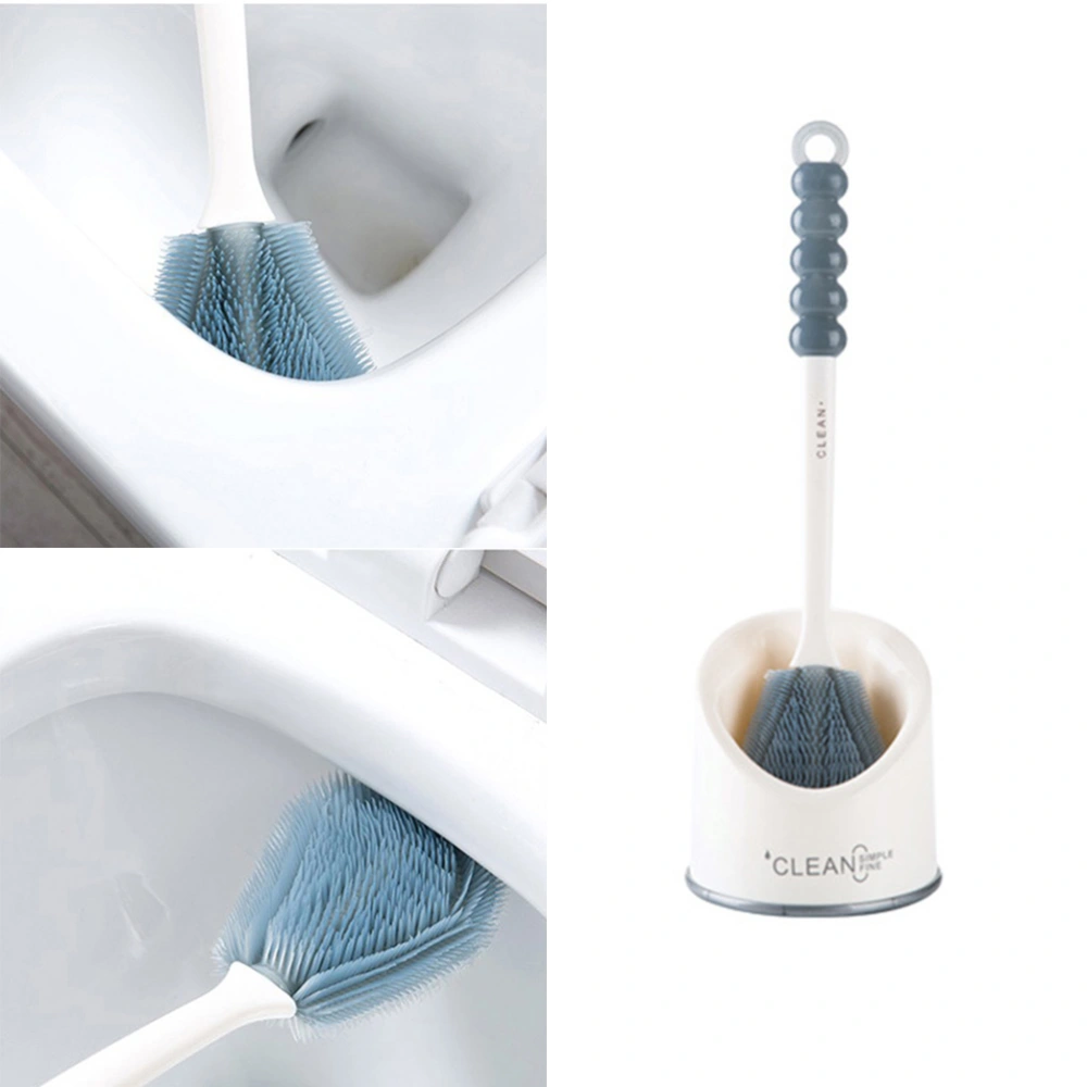 Long Handle Toilet Stand Brush with Base Non-Slip Flat PE Durable Cleaning Brush Set for Bathroom Hotel Toilet