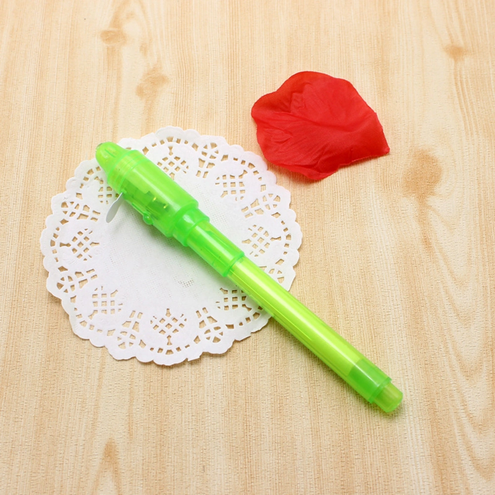Invisible Ink Pen Pen Marker Secret Message Pen with UV Light for Currency Checking Kids Game (Green)