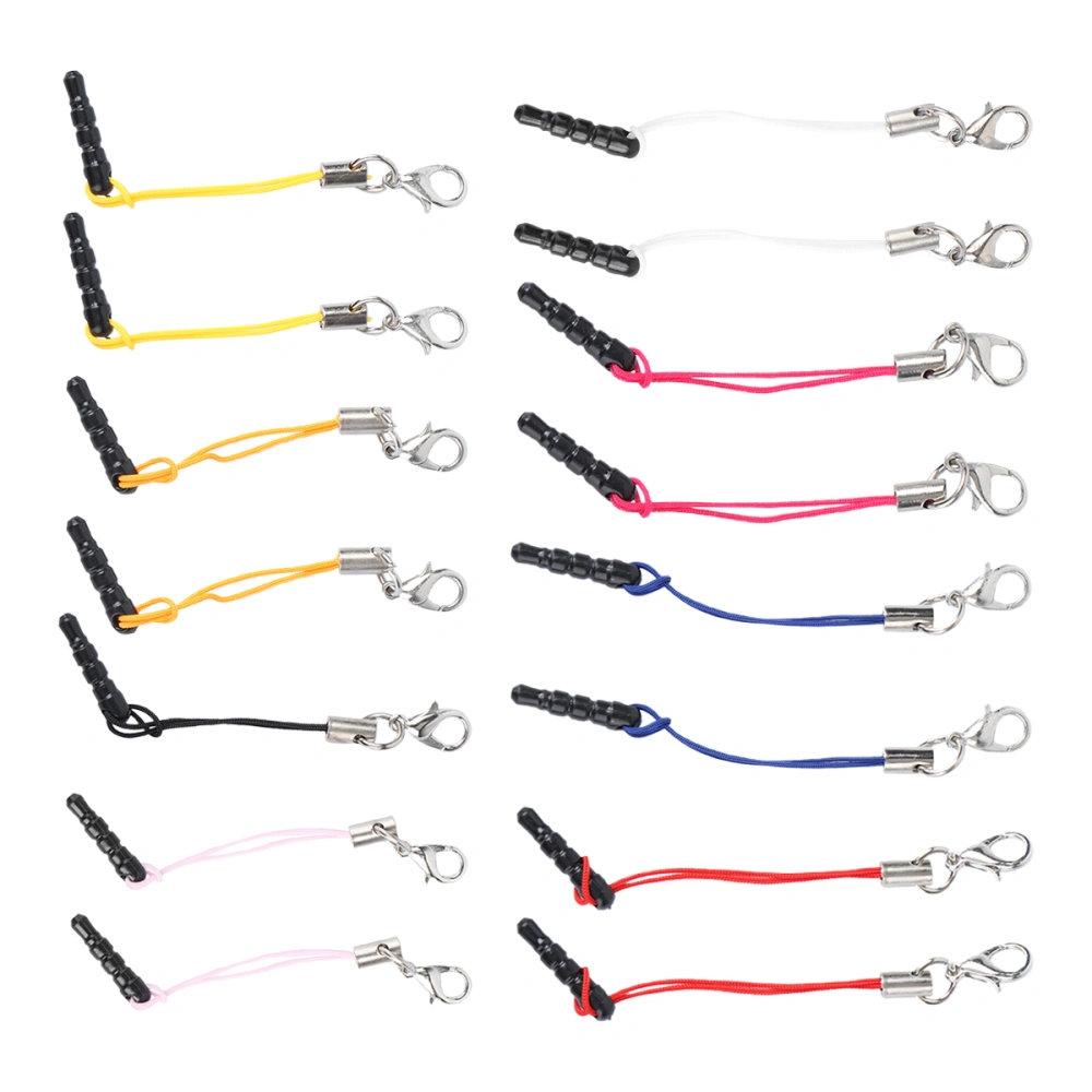 15pcs Charm Straps with Dust Plugs and Lobster Clasps Cellphone Decorative Lanyards DIY Accessories (Assorted Colors)