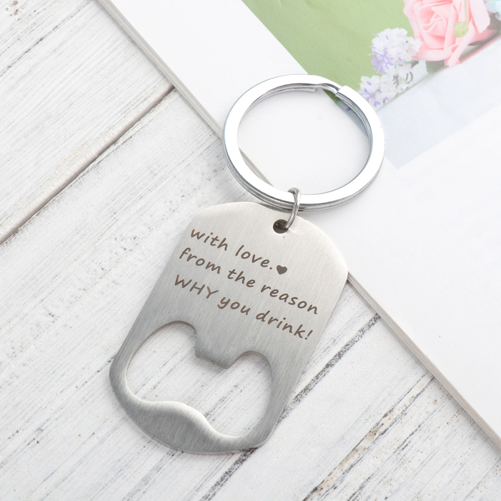 Creative Keychains Bottle Opener Design Key Holder Letter Printing Pendant Stainless Steel Key Rings Father's Day Gifts for Dad (4)