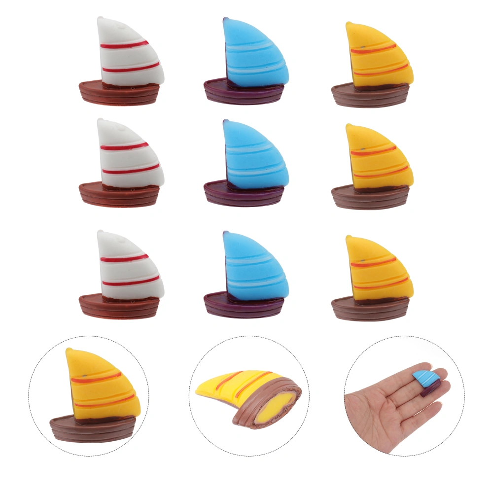 9Pcs Sailboat Cake Toppers Miniature Scene Decoration Mediterranean Boat Ornament