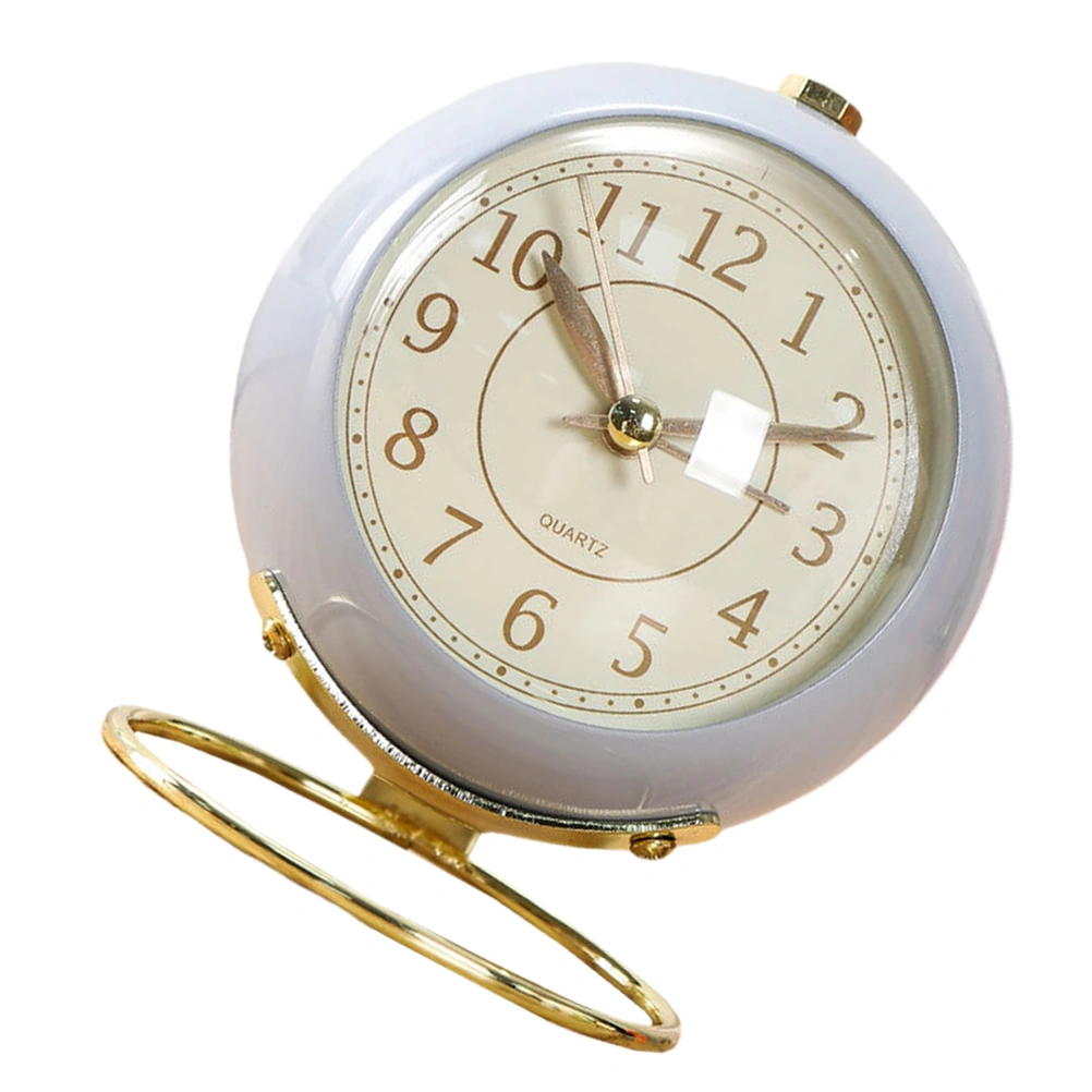 Metal Alarm Clock Round Alarm Clock Desktop Alarm Clock Bedside Alarm Clock (Purple Shipment without Battery)